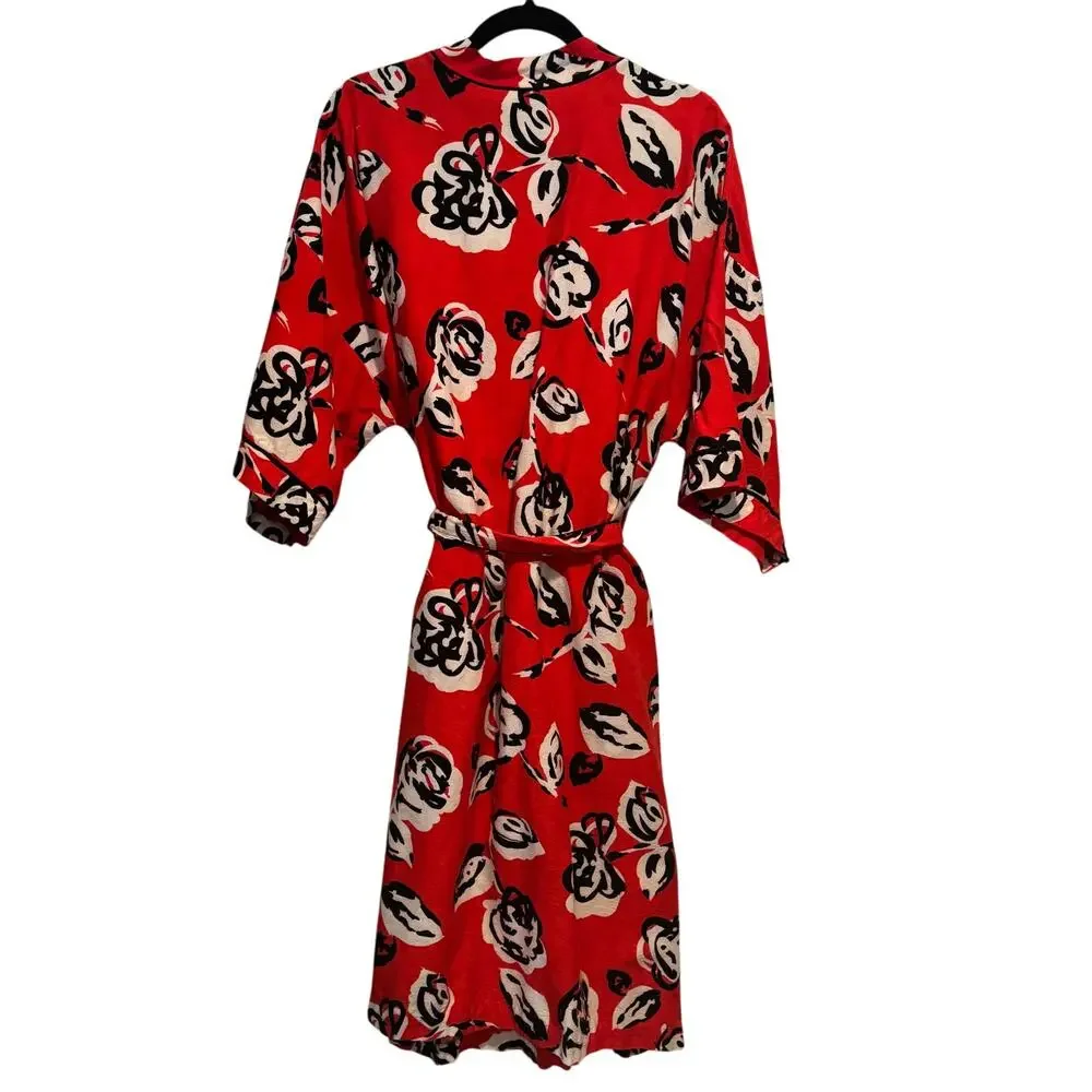 Komar Made In USA Vintage Cotton Floral Short Sleeve Robe Women's Size Large